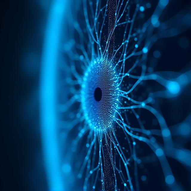 Abstract visualization of neural pathways and biological ocular patterns